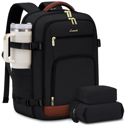 Optima Premium Travel Backpack - 40L, Black-Brown, 17.3 Inch