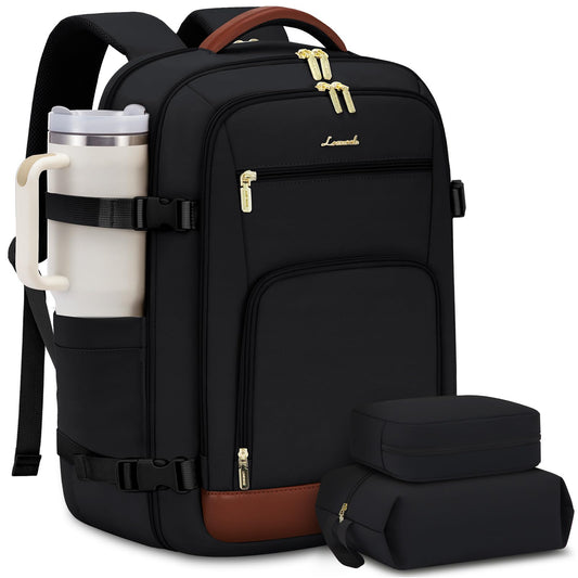 Optima Premium Travel Backpack - 40L, Black-Brown, 17.3 Inch