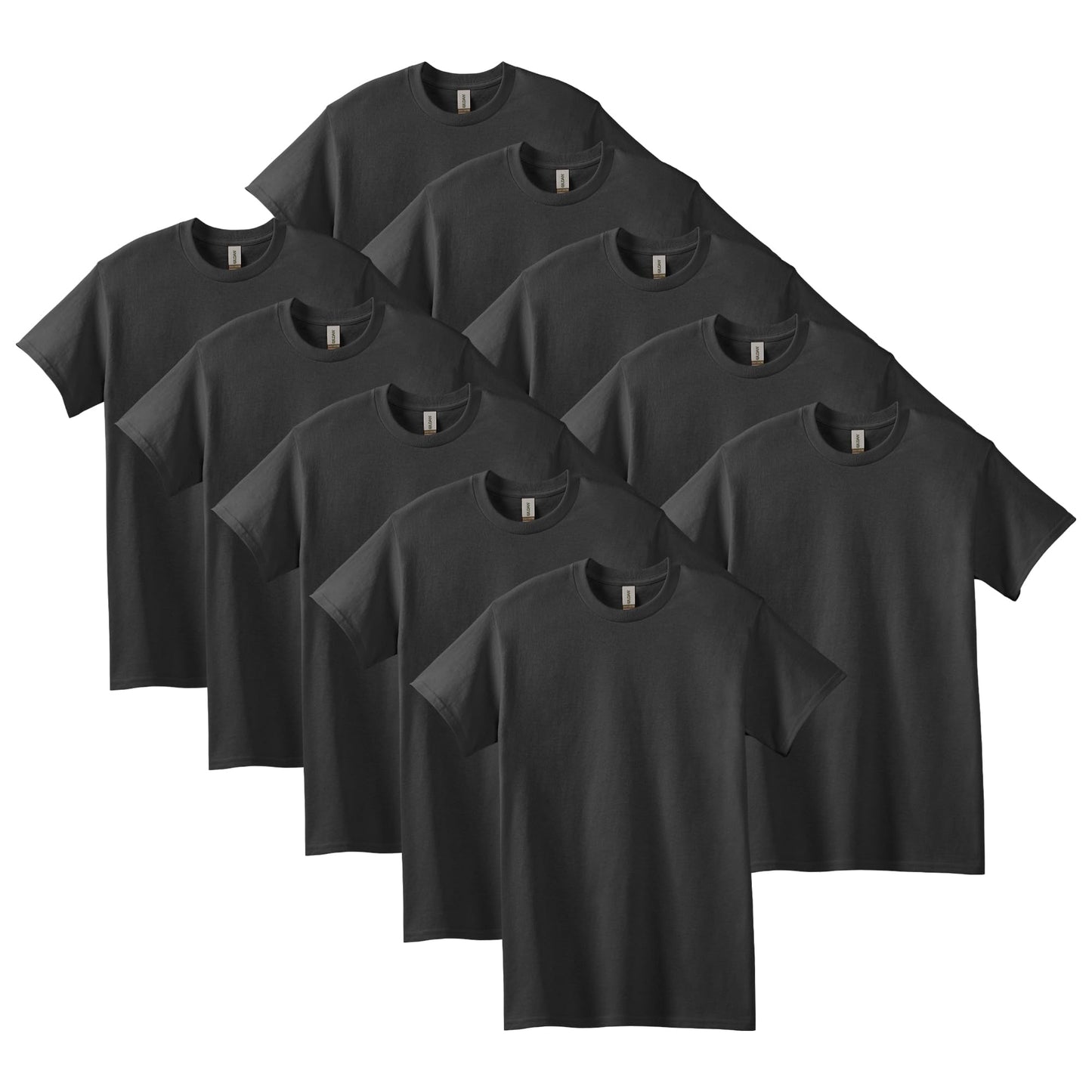 Optima Premium Heavy Cotton T-Shirt Pack - 10 Black Medium Tees