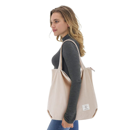 Optima Premium Corduroy Tote Bag - Large Capacity, Cream White