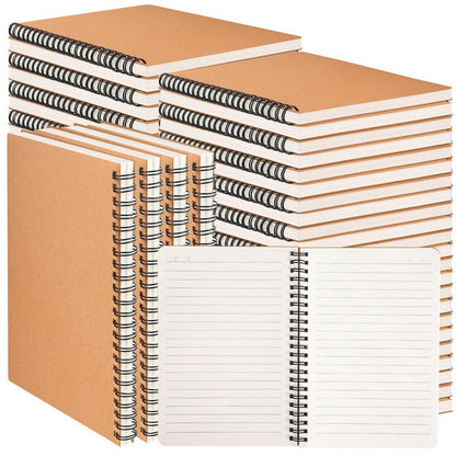 Optima Premium A5 Spiral Lined Notebooks - 60 Pack, Kraft Cover