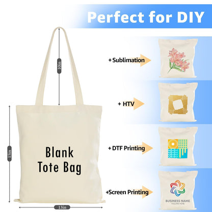 Optima Premium Canvas Tote Bag - 13x15 Inches, 50 Pack, Reusable