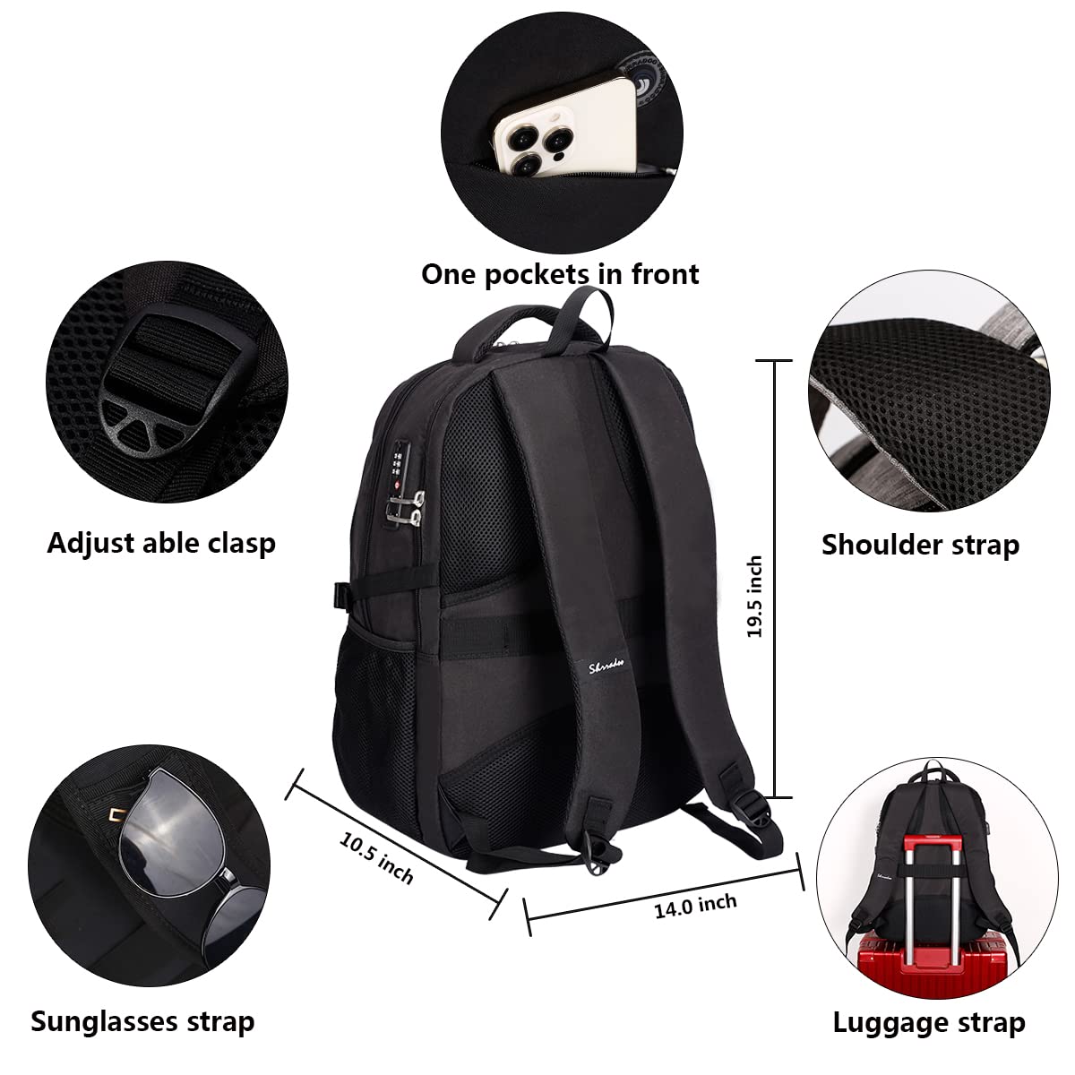 Optima Anti-Theft Travel Laptop Backpack with USB Charging Port