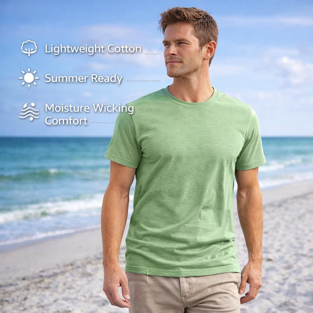 Optima Premium Cotton Crew Neck T-Shirts - 12 Pack Assorted Small