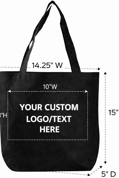 Optima Premium Custom Tote Bags - 14.25” W x 15” H, 10–100 Pack