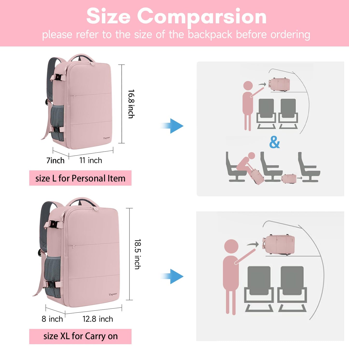 Optima Women's Travel Backpack - 15.6" Laptop, USB Port, Shoe Pouch