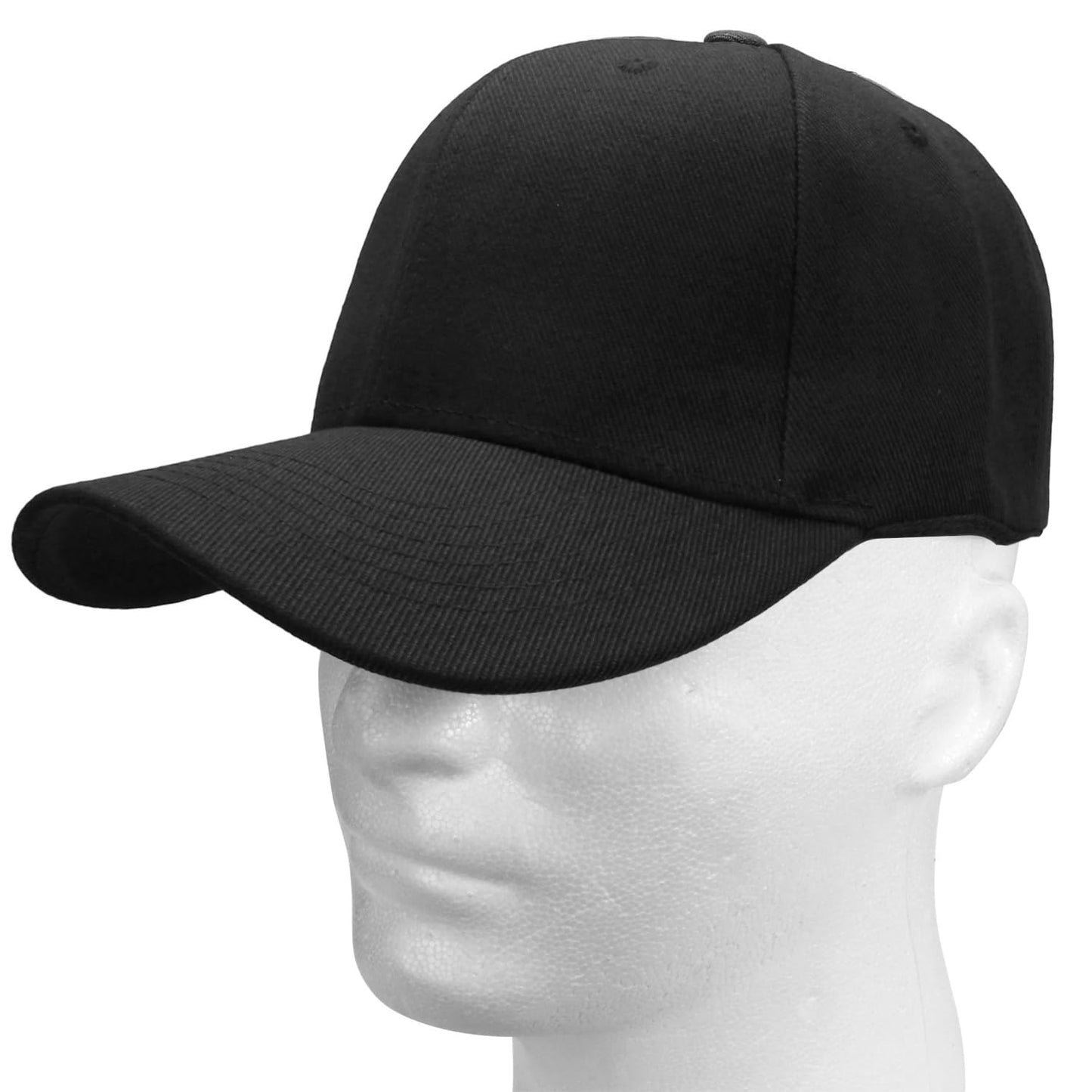 Optima Premium Adjustable Baseball Cap - 12-Pack, Solid Black