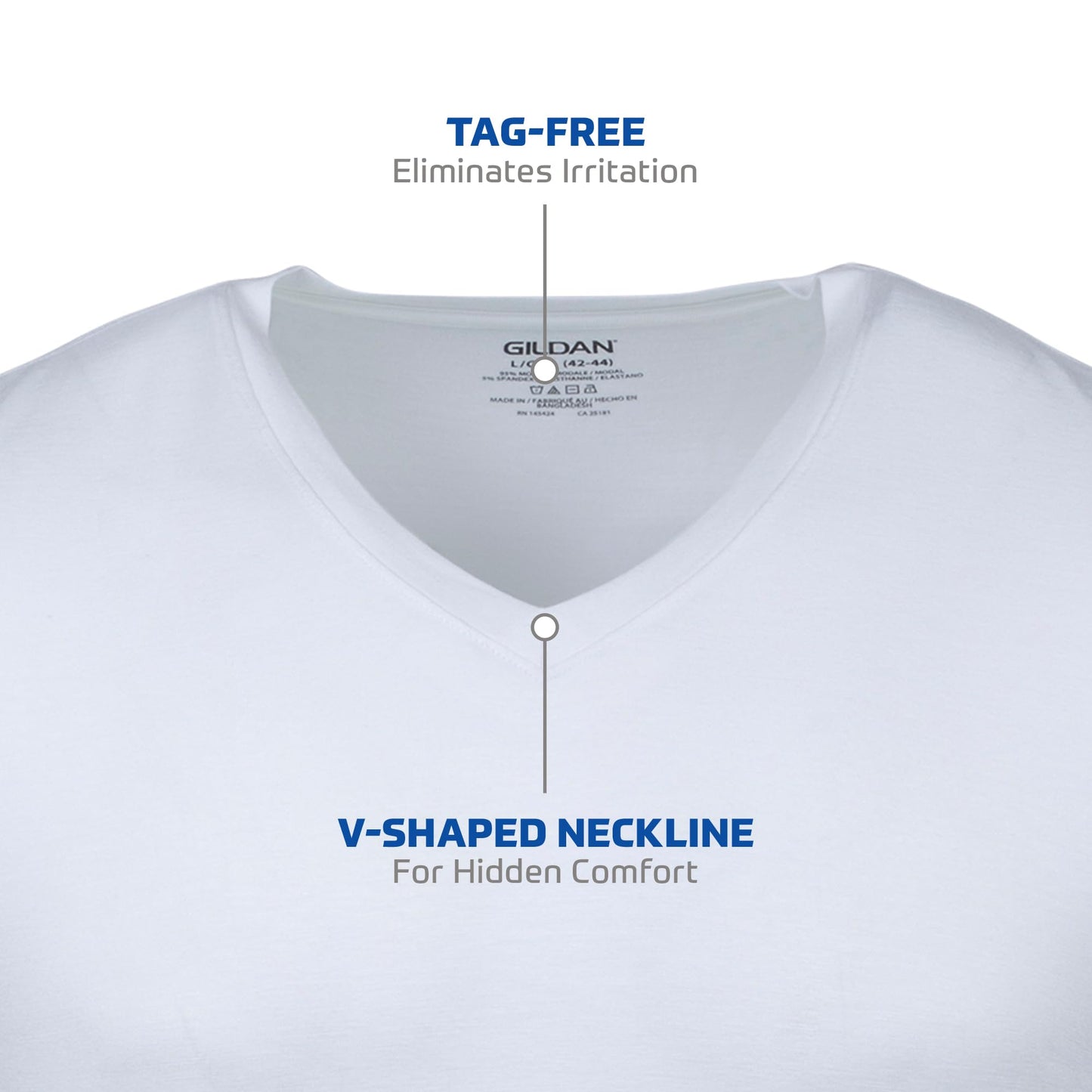 Optima Premium V-Neck T-Shirts 6 Pack - X-Large, Classic White