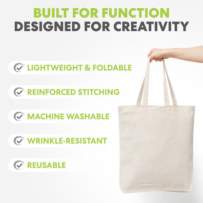 Optima Premium Canvas Tote Bag - 11" x 13", Pack of 15