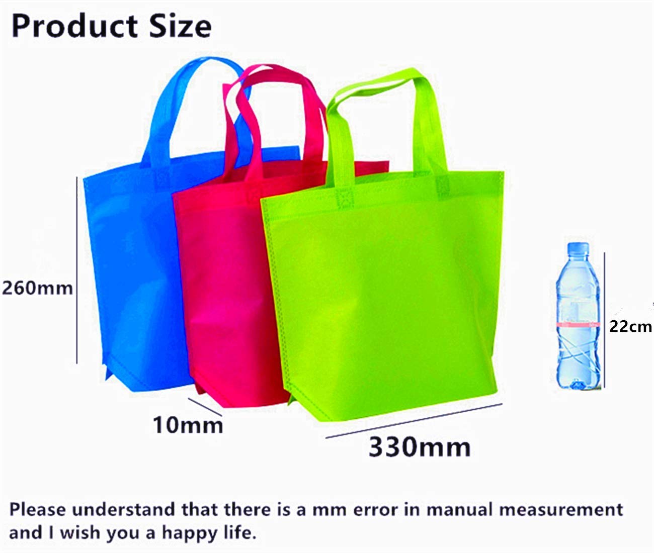Optima Premium Non-Woven Tote Bags - 36 Pack, 13x10 Inches