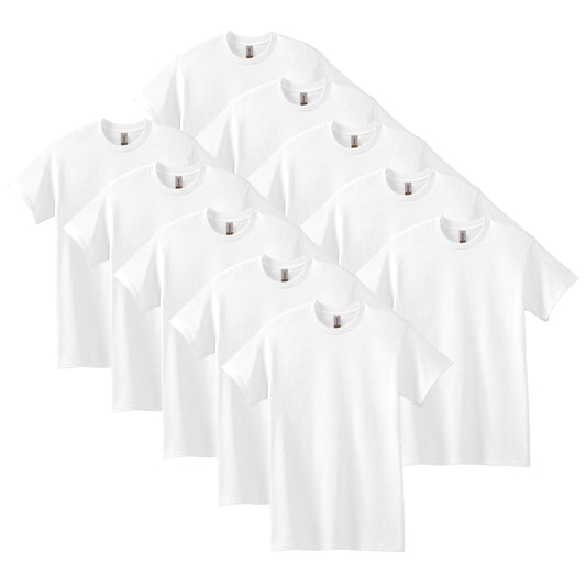 Optima Premium Heavy Cotton T-Shirt - White, Large, 10-Pack