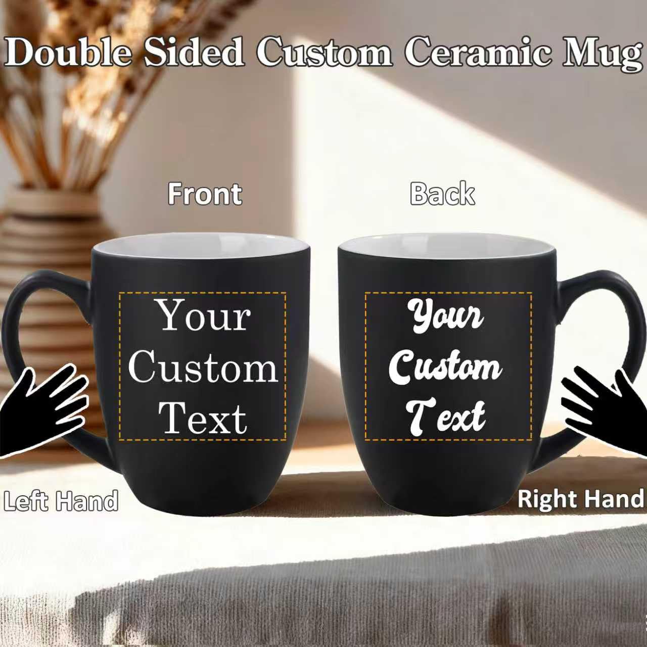 Optima Premium Personalized Coffee Mug - Engraved Matte Black