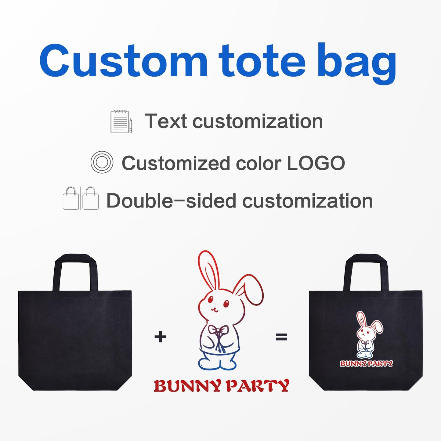Optima Premium Custom Tote Bags - 100 Pack, Reusable Grocery Bags