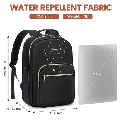 Optima Women's 15.6" Waterproof Laptop Backpack with USB Port