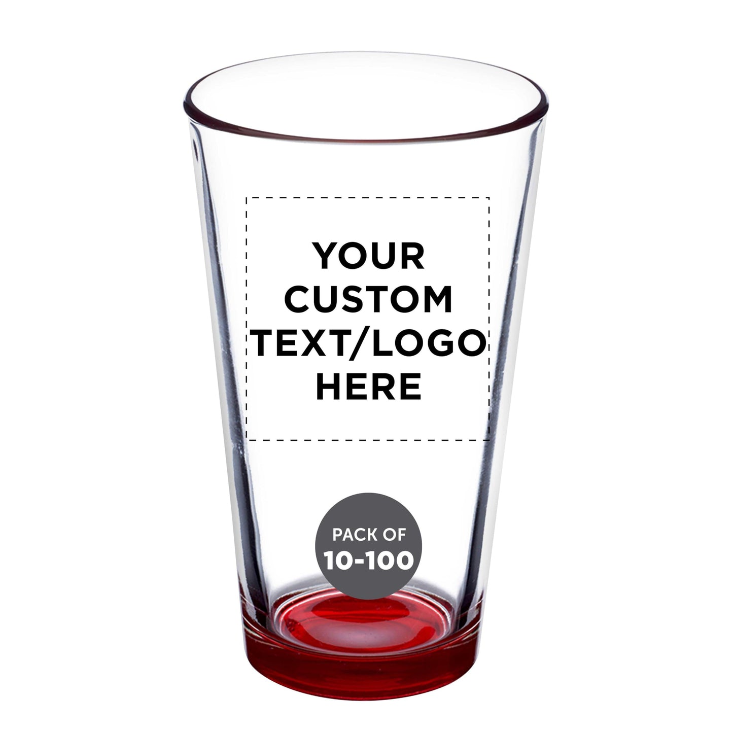 Optima Premium Custom Beer Glasses - 16 oz. Set of 100