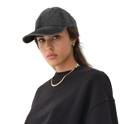 Optima Vintage Distressed Baseball Caps - Adjustable Unisex Style, Black