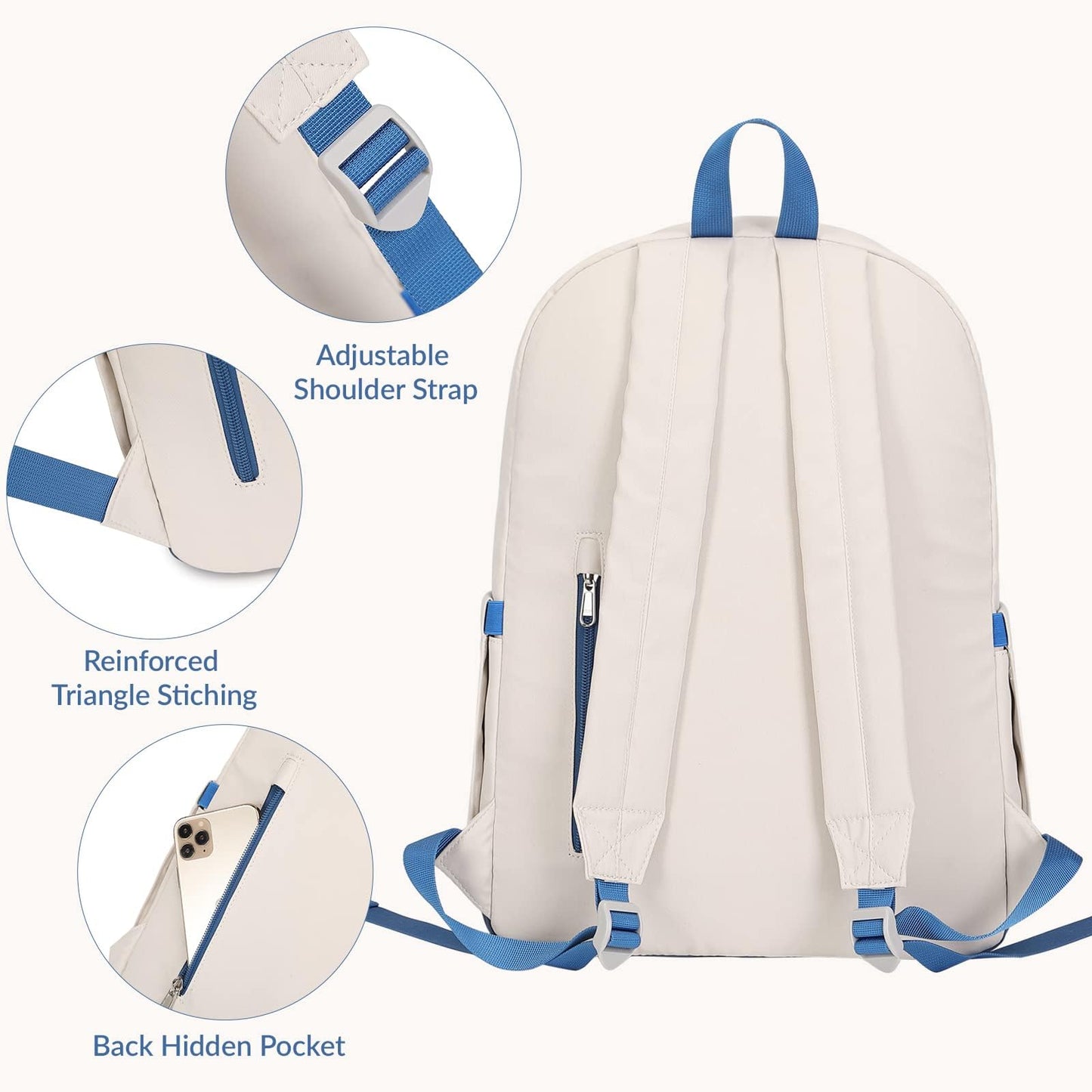 Optima Classic Water-Resistant Backpack - 17.3 inches, Grey/Blue