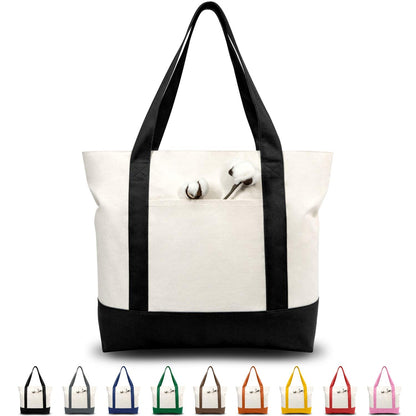 Optima Premium Canvas Tote Bag - Reusable Grocery Bag with Pocket