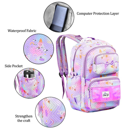 Clouds Love School Bag for Girls Kids Stylish Waterproof Girls School Bag Fashionable Large Capacity School Backpack for Girls Gift School Bag for Kids Girls (6-12 Years Old)Purple optima-bags