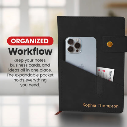 Optima Premium A5 Leather Bound Journal - Custom Embossed Notebook
