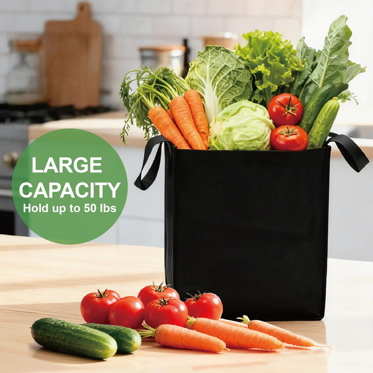 Optima Premium Reusable Tote Bags - 10 Pack, 50 lbs Capacity