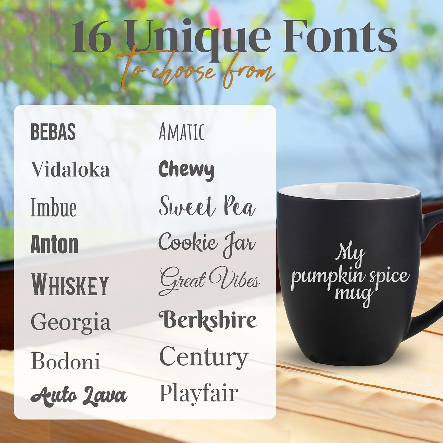 Optima Premium Personalized Coffee Mug - Engraved Matte Black