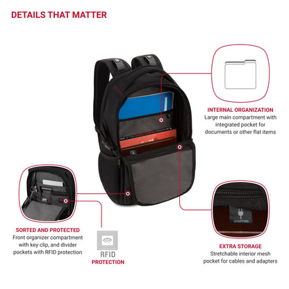 Optima Slim Laptop Backpack - 16-Inch, Scansmart Design, Black