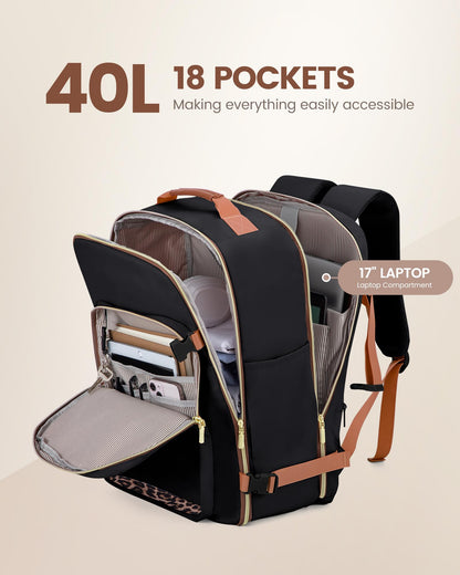 Optima Premium Travel Backpack - Large Beige-Black Carry-On