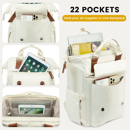 Optima Premium 15.6" Laptop Backpack for Women - Beige-Brown