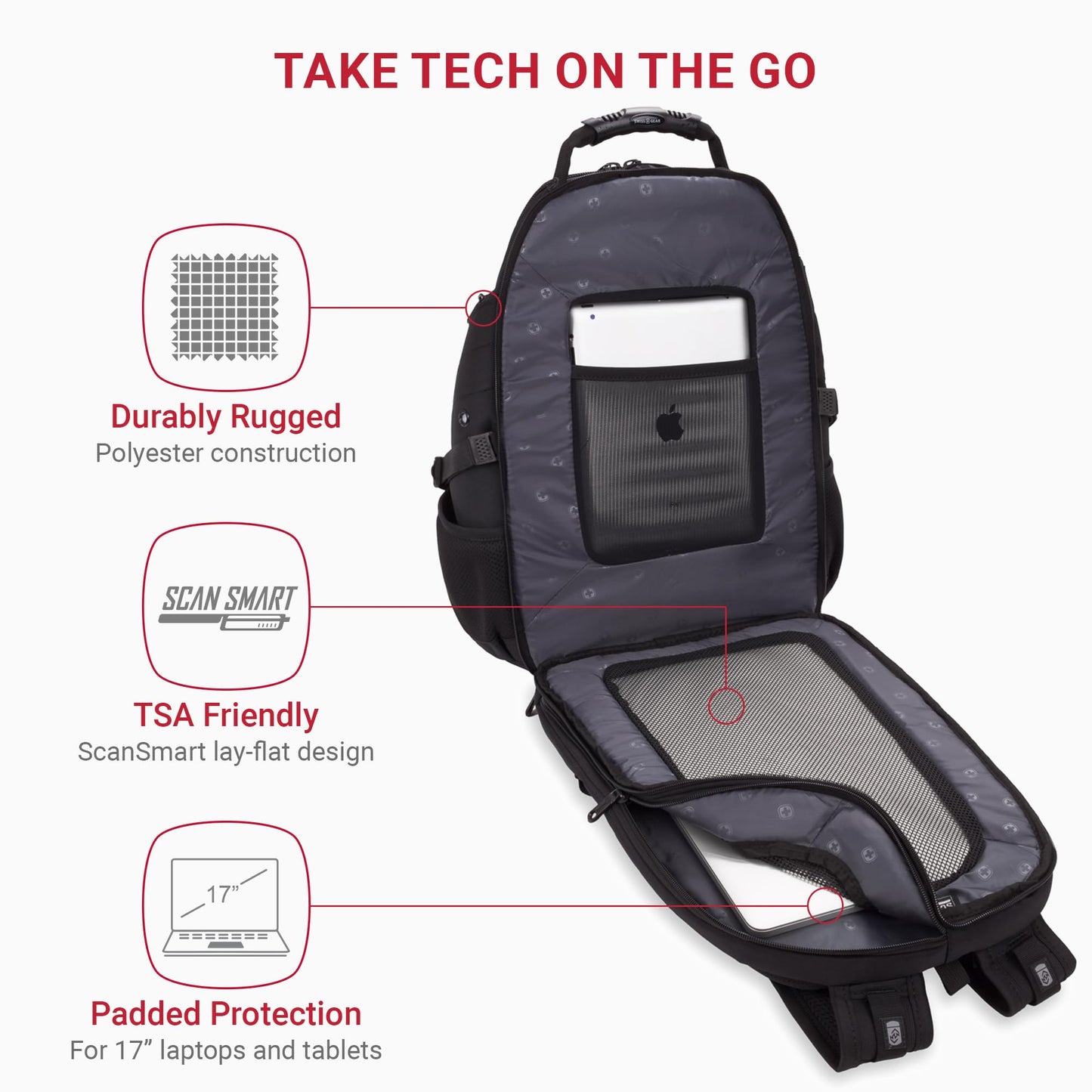 Optima Premium 17-Inch Laptop Backpack - TSA Friendly, Black