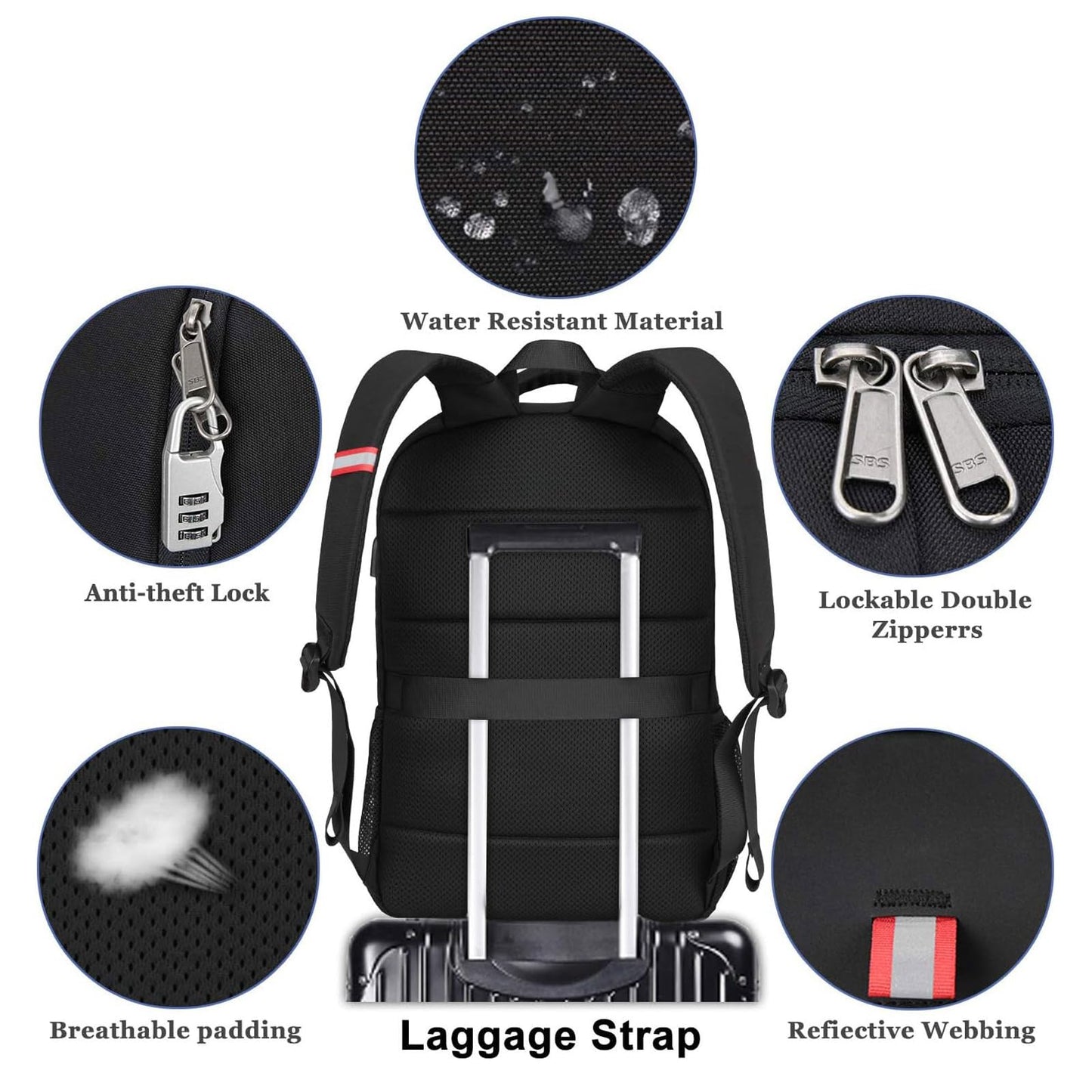 Optima Premium Anti-Theft Laptop Backpack with USB Charging Port