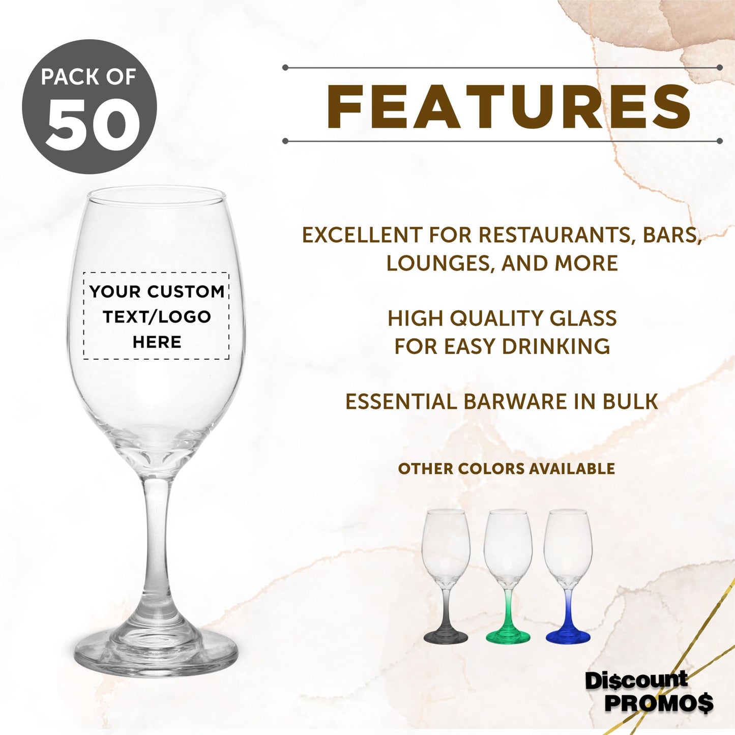 Optima Premium Water and Wine Goblet Glasses Set - 12.75 oz, Clear