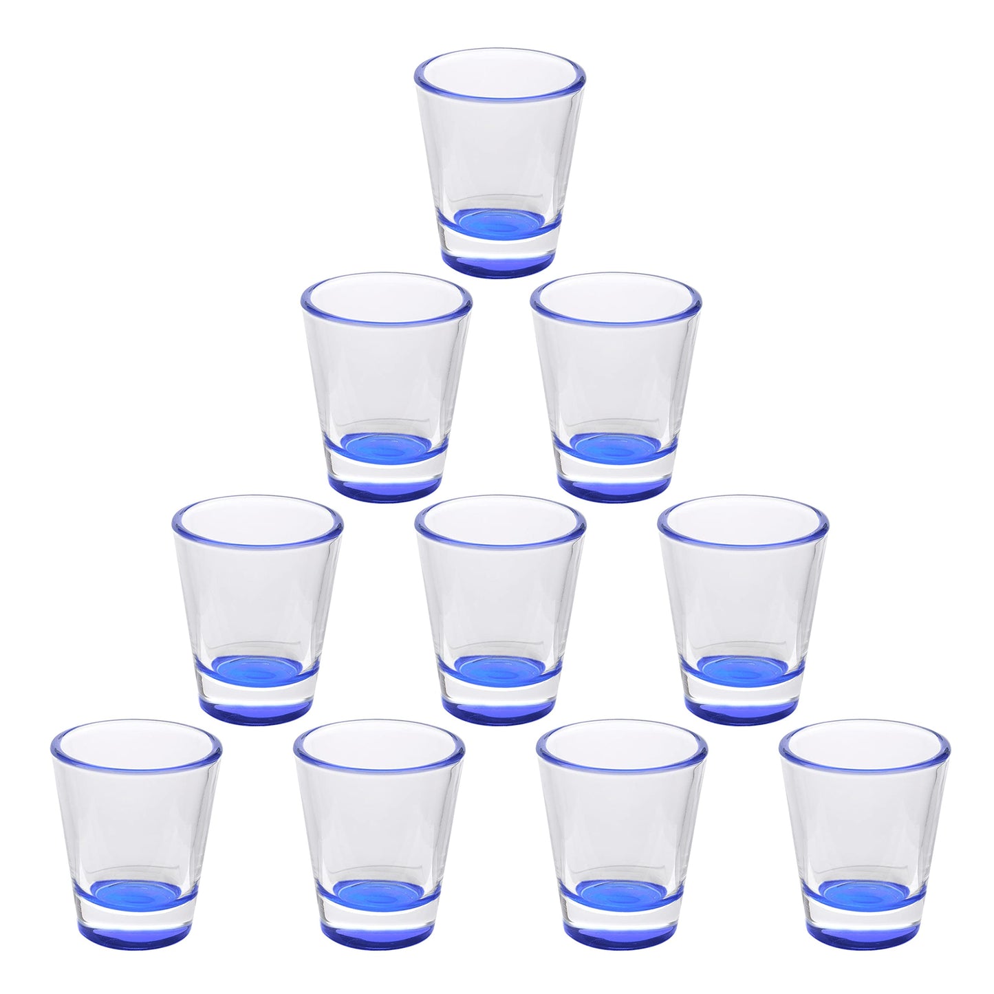 Optima Premium Shot Glasses Set - 1.75 oz, 10-Pack, Blue Bottom