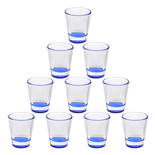 Optima Premium Shot Glasses Set - 1.75 oz, 10-Pack, Blue Bottom