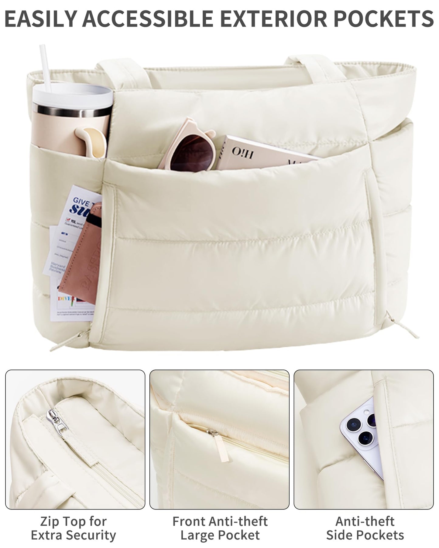 Optima Lightweight Quilted Tote Bag - Stylish Work & Travel Companion