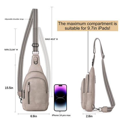 Optima Premium Leather Crossbody Backpack - One Size, Beige & Brown