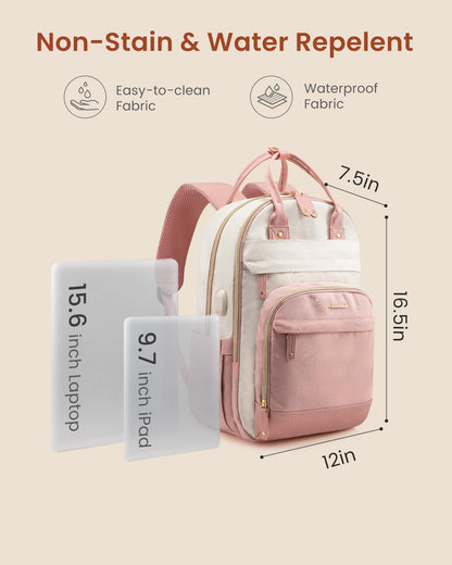 Optima Premium Travel Backpack - 15.6 Inch, USB Charging, Beige-Gray