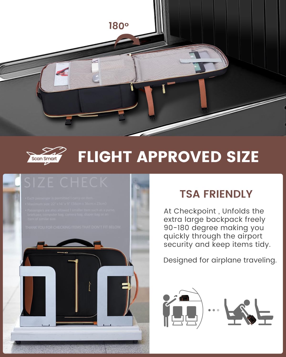 Optima Premium Laptop Backpack - 15.6", Black-Brown, Durable Design