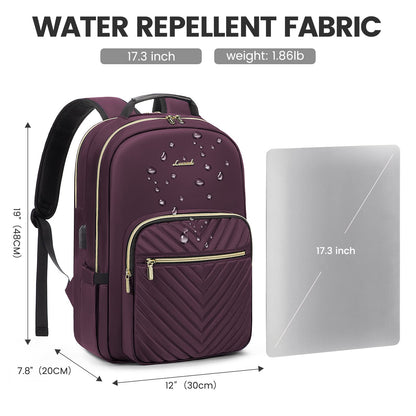 Optima Women's 15.6" Laptop Backpack - Waterproof Travel Bag with USB Port