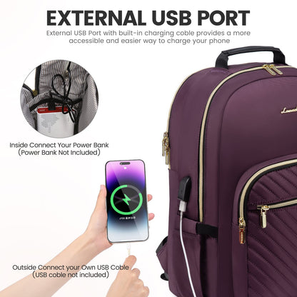 Optima Women's 15.6" Laptop Backpack - Waterproof Travel Bag with USB Port