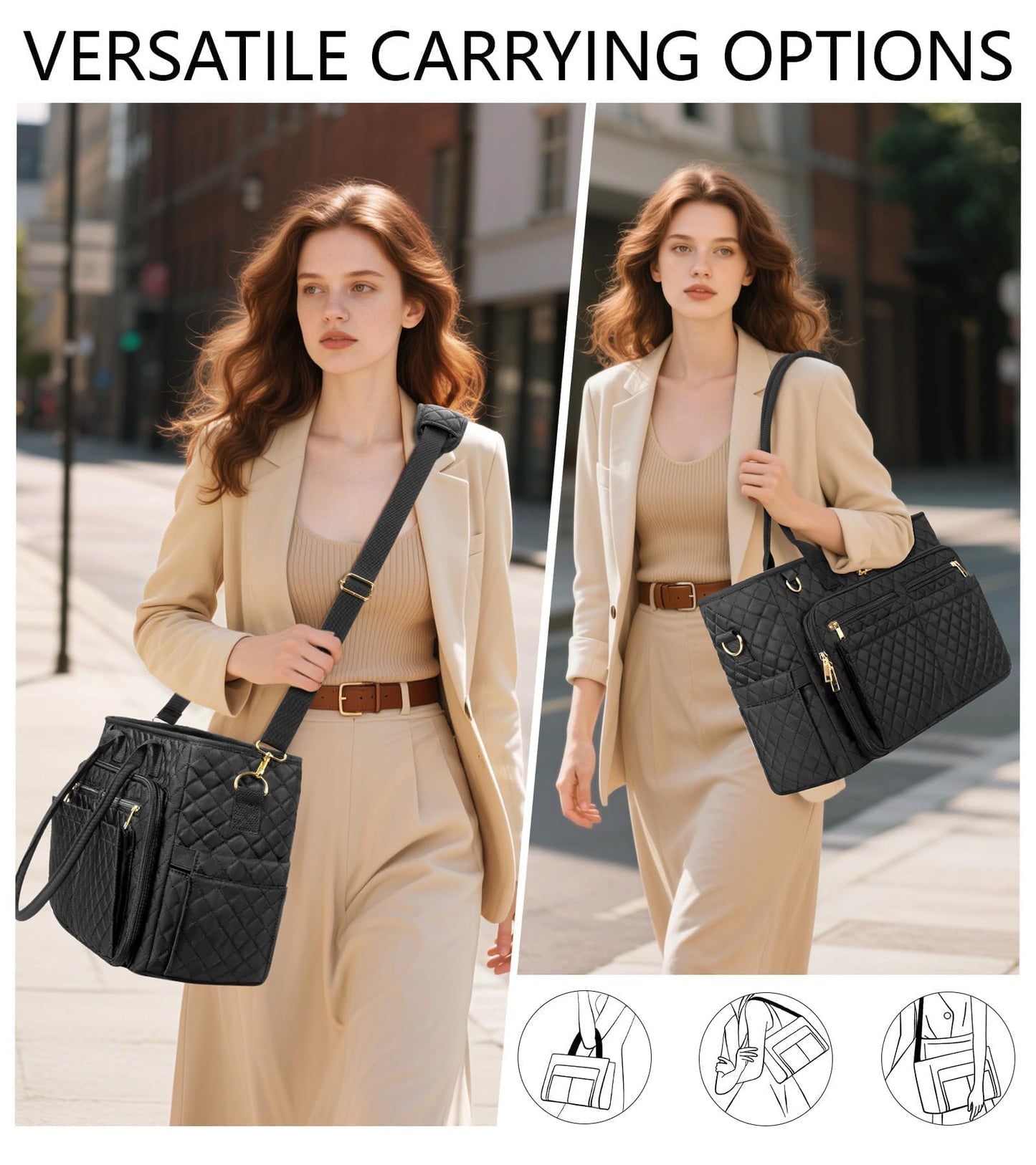 Optima Premium 15.6" Laptop Tote Bag - Insulated & Quilted Design