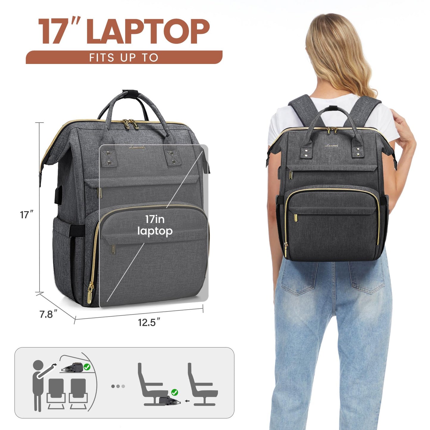 Optima Women's 15.6 Inch Laptop Backpack - Stylish Work & Travel Bag
