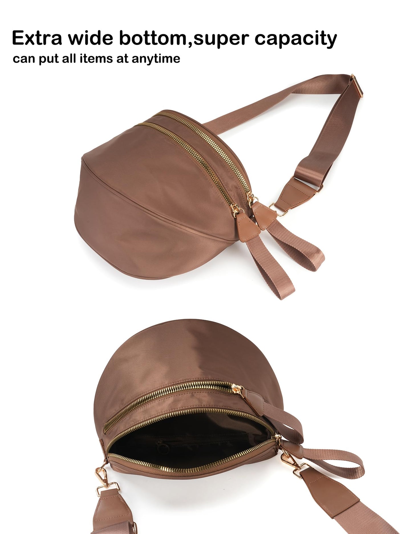 Optima Premium Nylon Crossbody Bum Bag - 12x9.8x3 inches, Beige