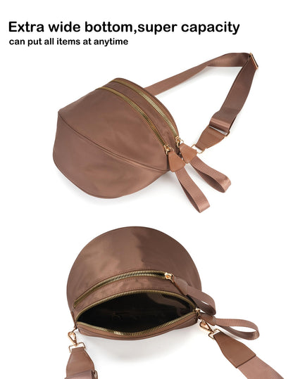 Optima Premium Nylon Crossbody Bum Bag - 12x9.8x3 inches, Beige