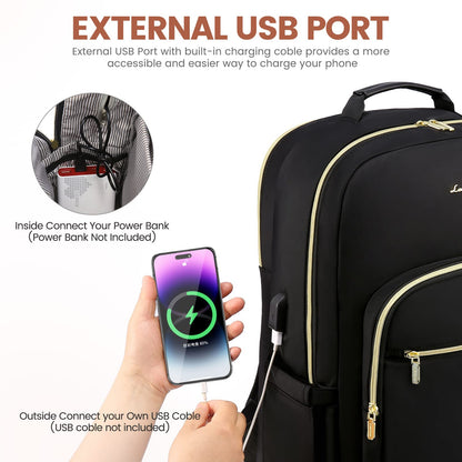 Optima Women's 15.6" Waterproof Laptop Backpack with USB Port