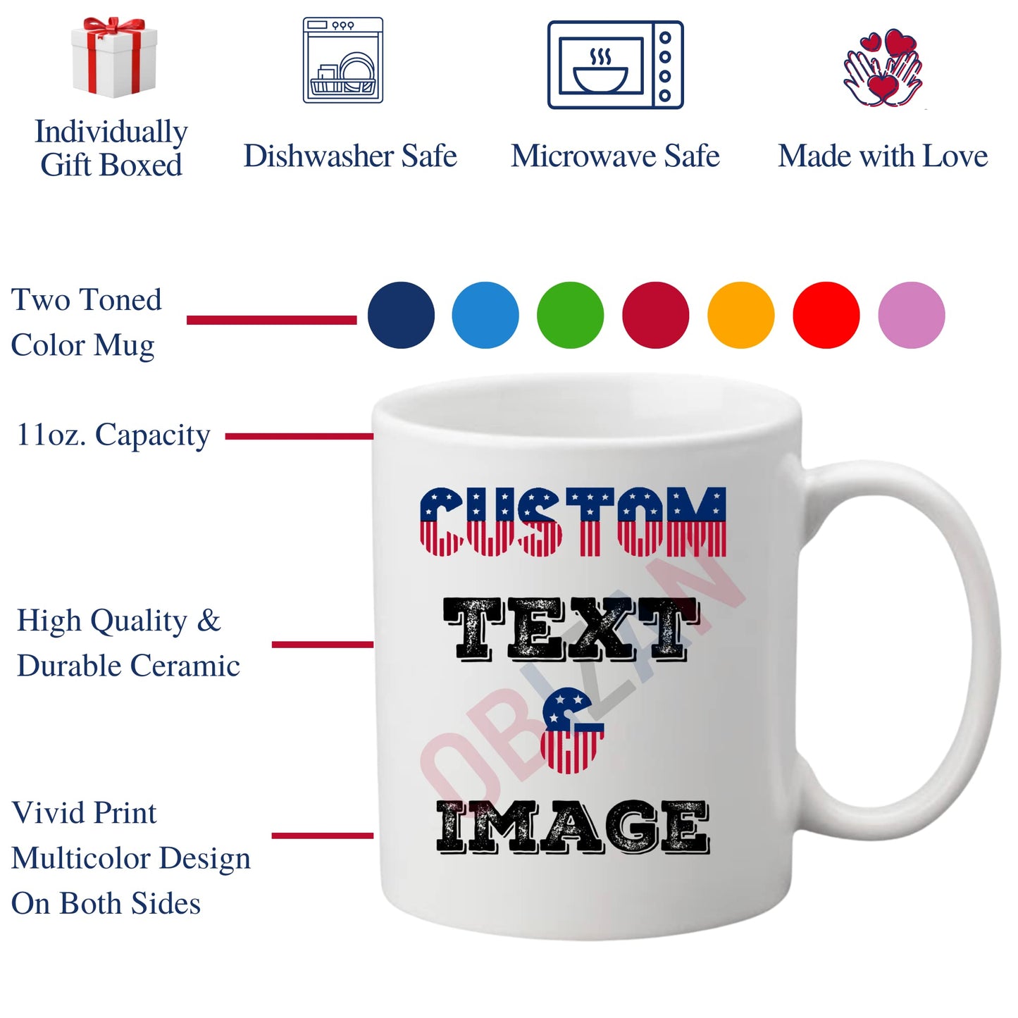 Optima Customizable 11oz Coffee Mug - Personalized Photo & Text Print