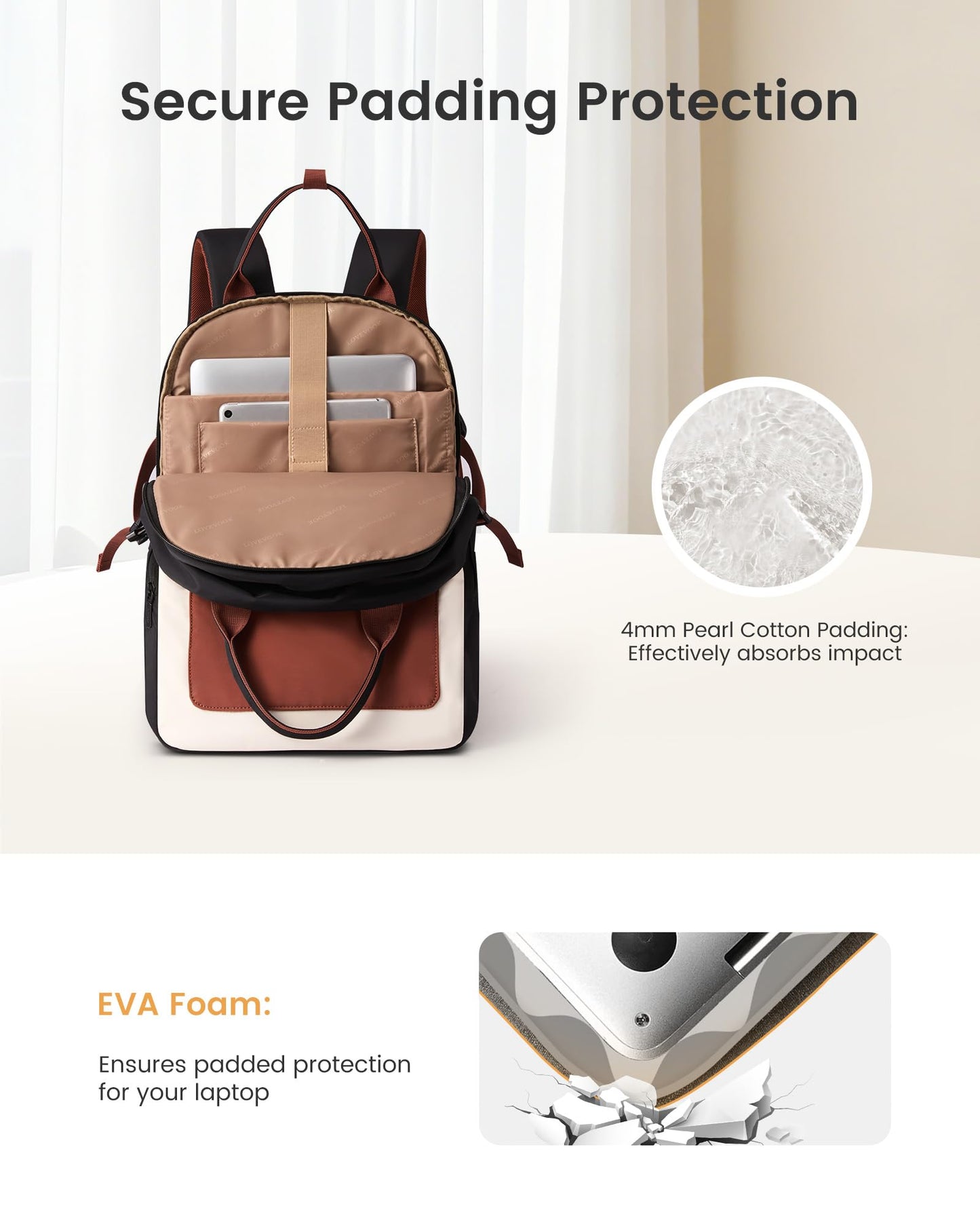 Optima Women's Waterproof Laptop Backpack - 15.6 Inch, Stylish Design