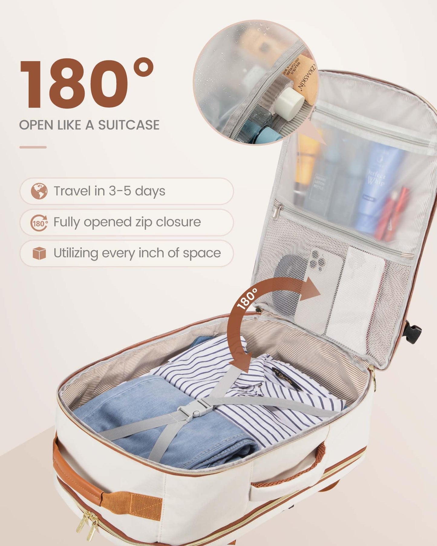 Optima Premium Laptop Backpack - 15.6", Beige-Brown, Stylish & Functional