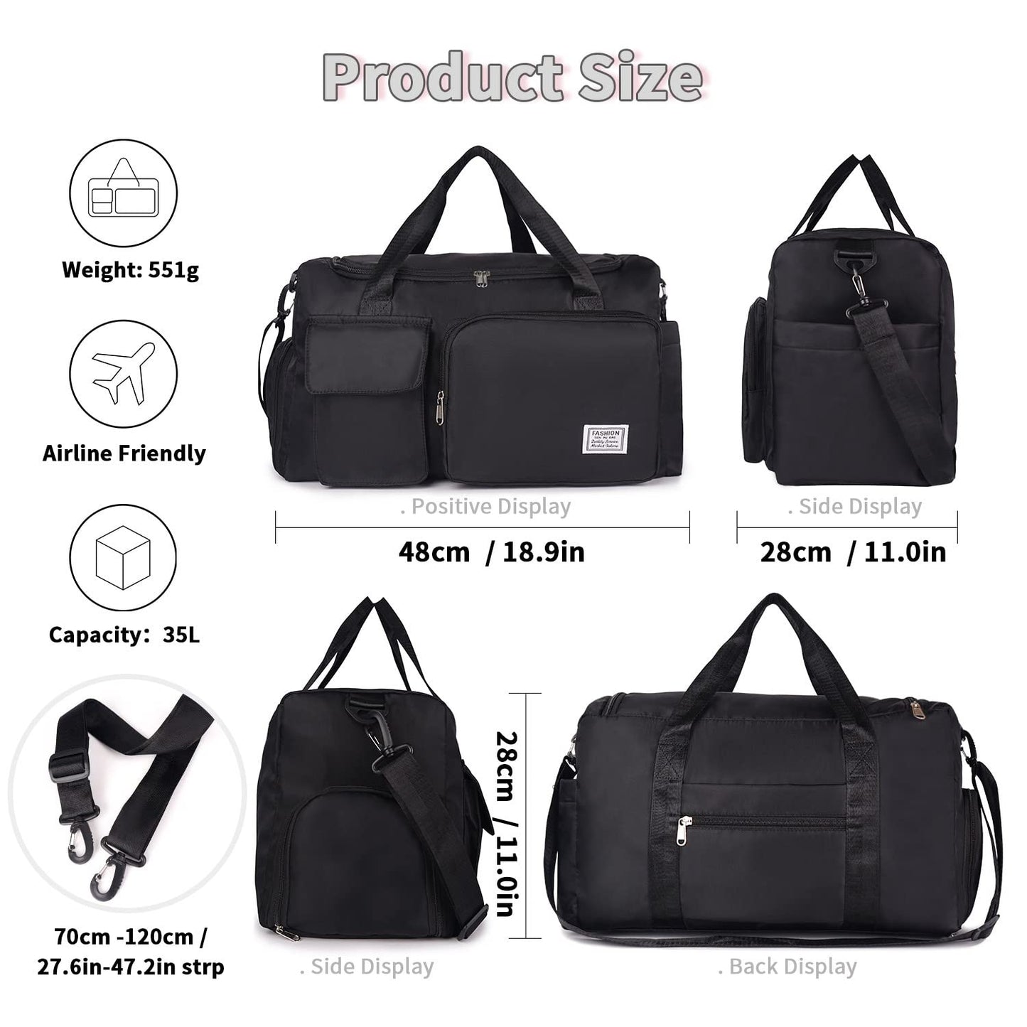 Optima Premium Gym Duffle Bag - 37L with Shoe Compartment