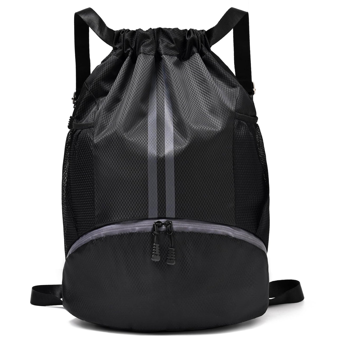 Optima Premium Large Drawstring Backpack - Black Gym Bag